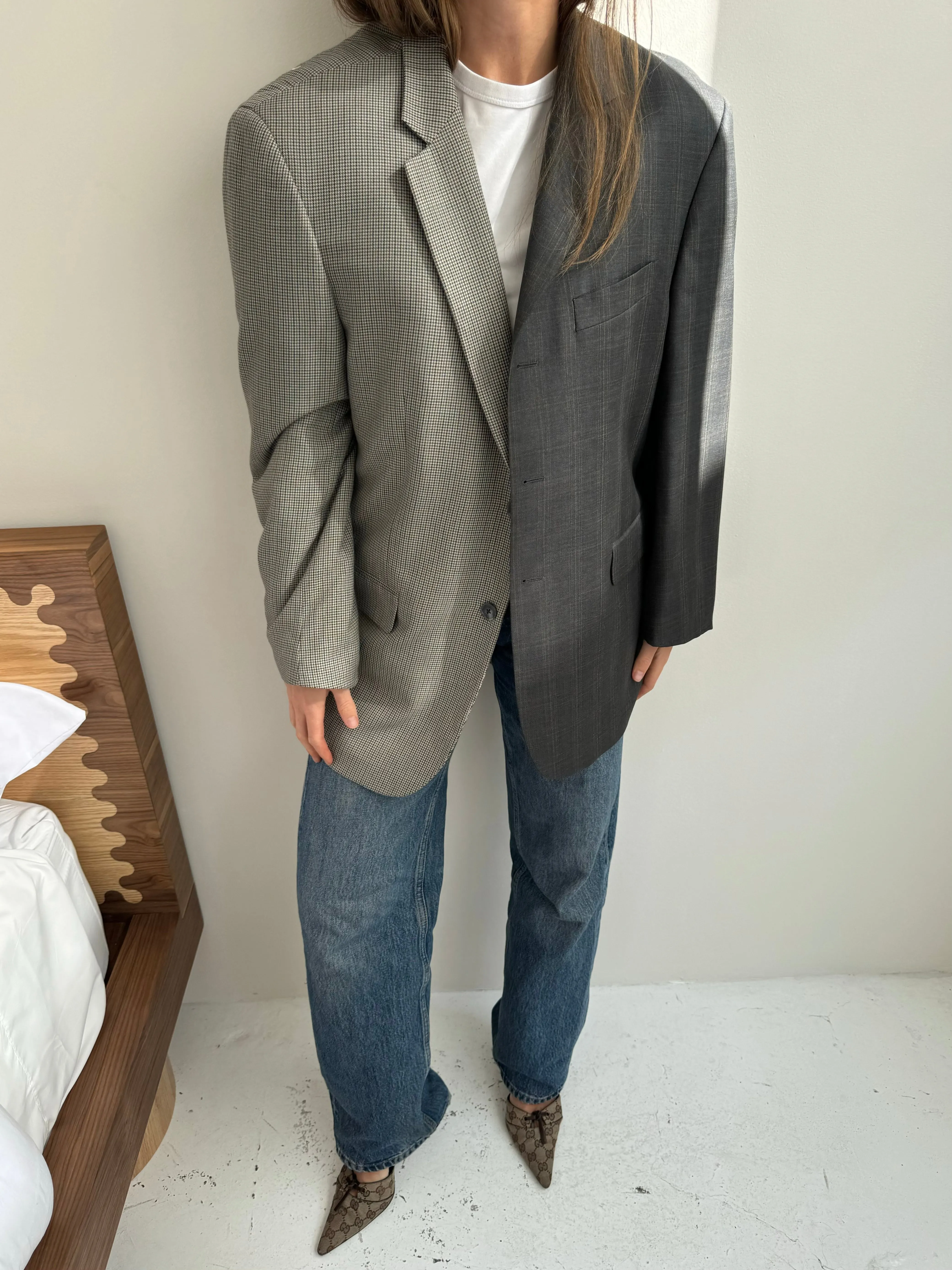 Cold and brown toned contrasted blazer