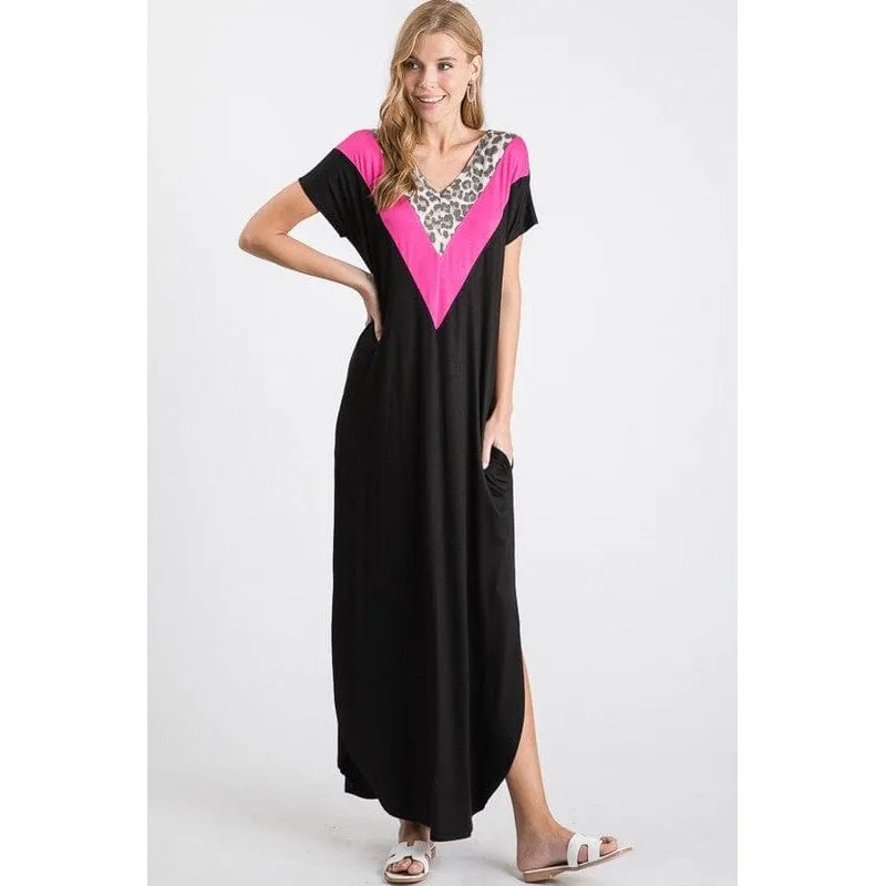 Contrast Dress With Side Pocket