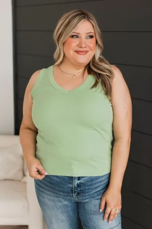 Counting Blessings V-Neck Tank Top- Sprout