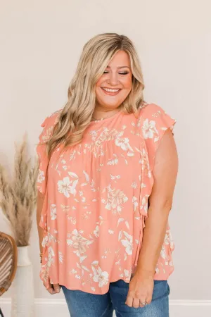 Crazy For You Flutter Sleeve Top- Coral