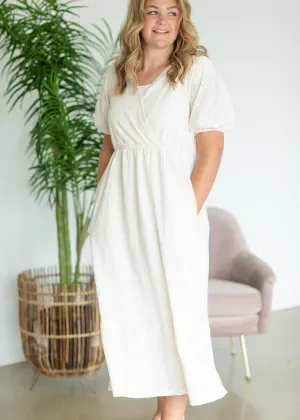 Cream Stretch Lace Midi Dress - FINAL SALE