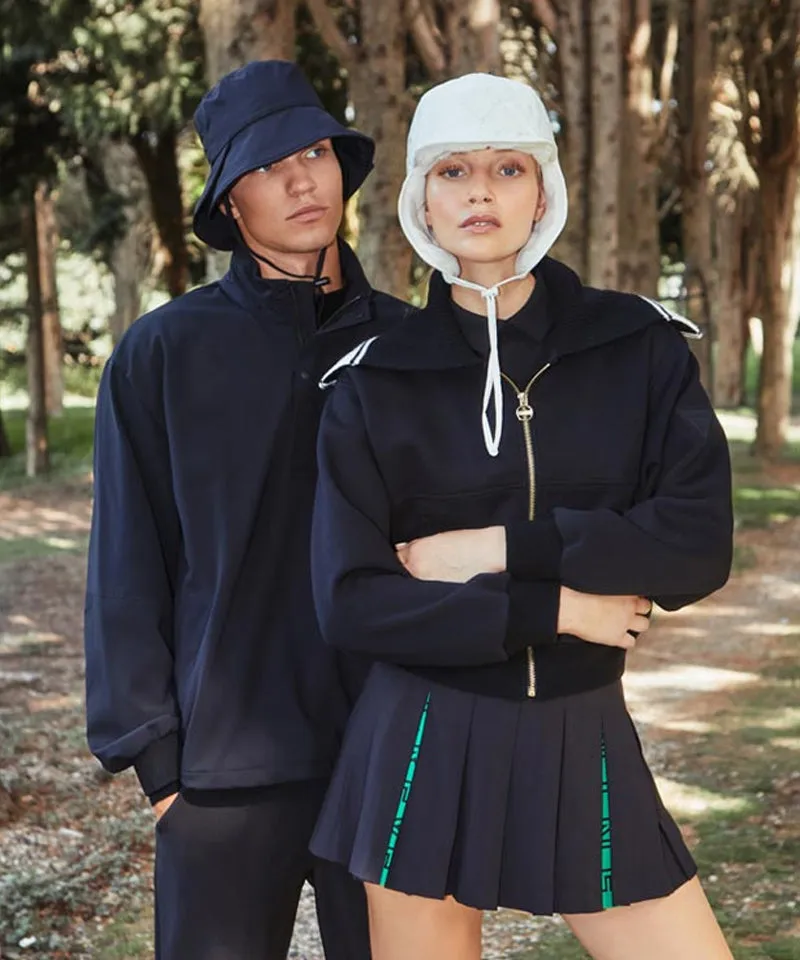 CREVE NINE: Logo Swing Pleated Skirt - Black