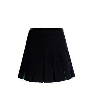 CREVE NINE: Logo Swing Pleated Skirt - Black
