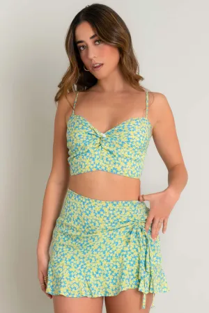 Crop top floral de tirantes escote nudo