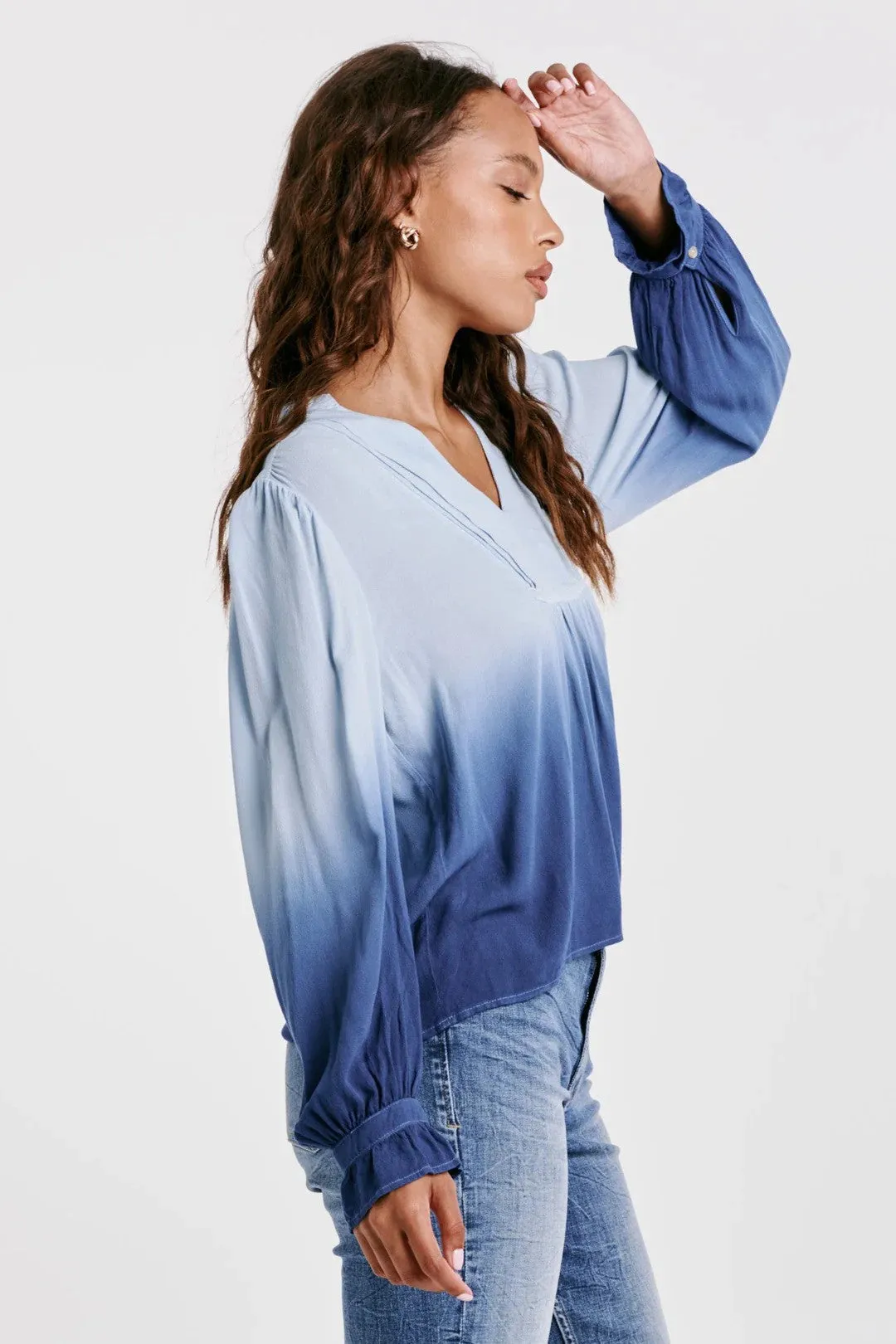 Dear John Denim Peony V-Neck Top Eternal Blue Ombre