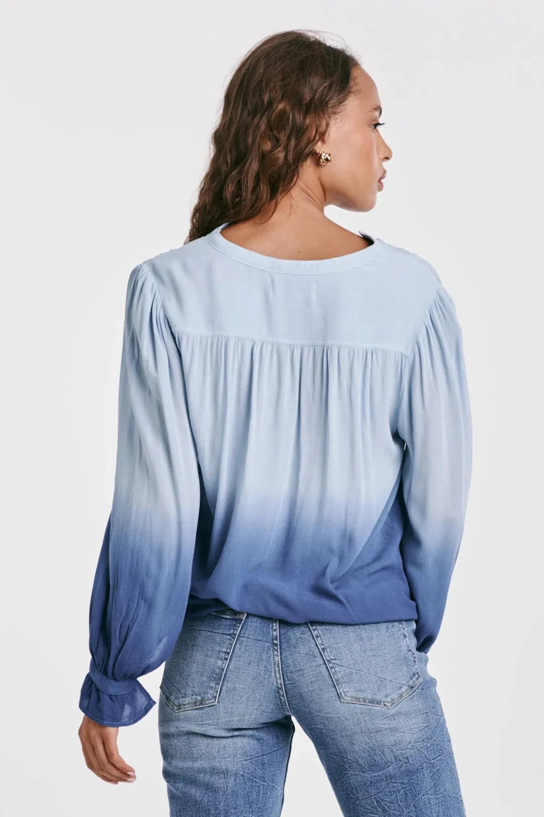 Dear John Denim Peony V-Neck Top Eternal Blue Ombre