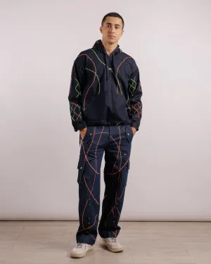 Denim Embroidered Hoodie - Unisex