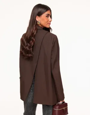 Donkerbruine Open Rug Oversized - Blazer