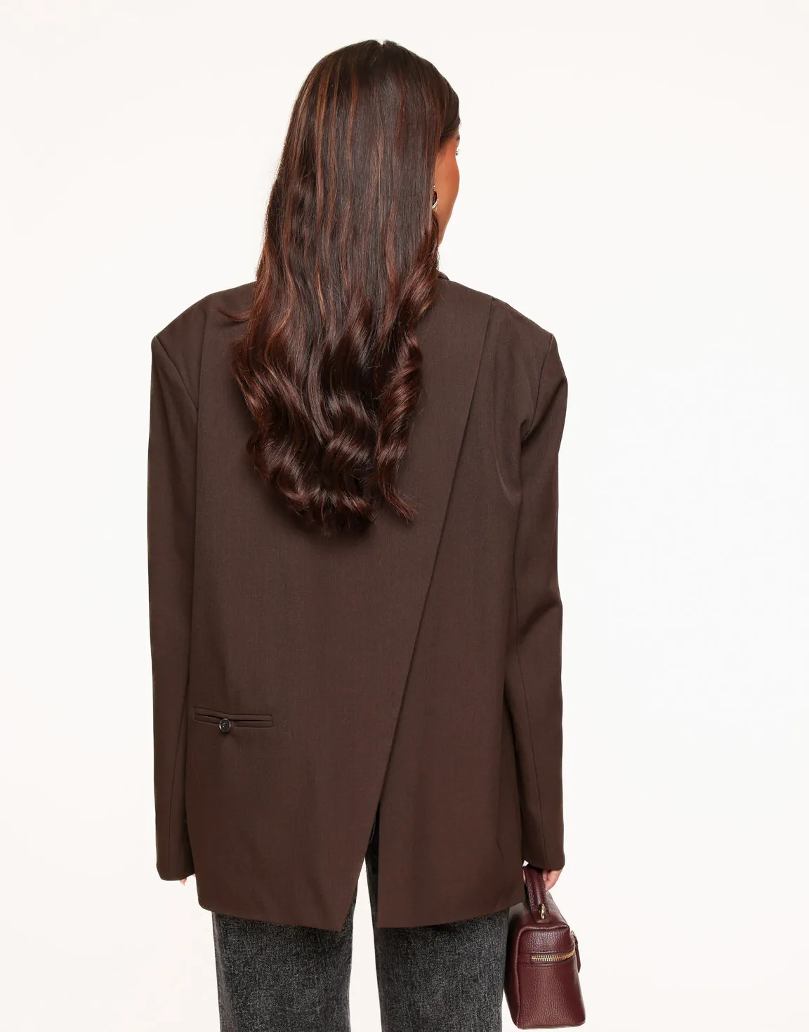 Donkerbruine Open Rug Oversized - Blazer