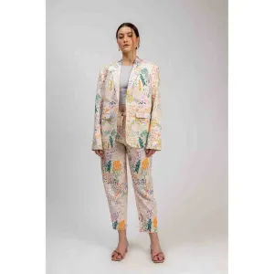 Doodlage Unisex Linen Printed Liza Blazer