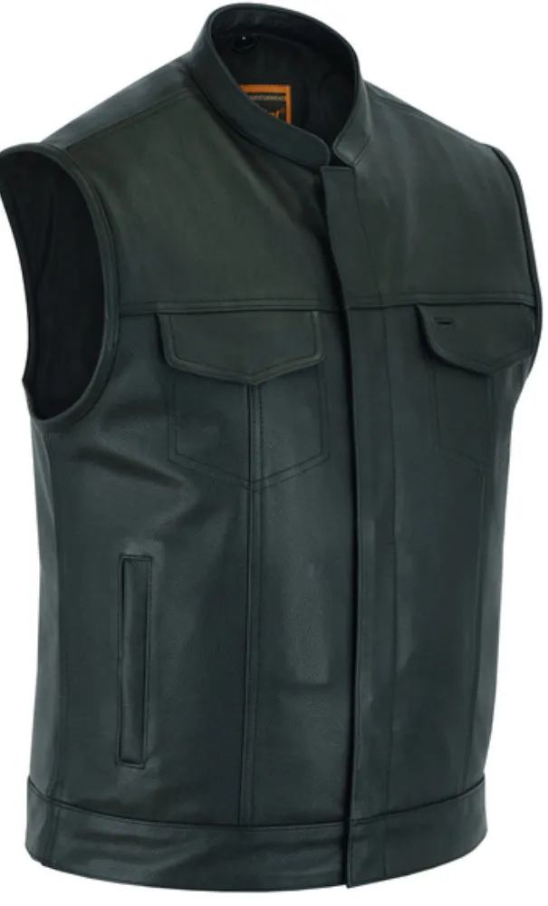 DS189A CONCEALED SNAP CLOSURE, MILLED COWHIDE, SCOOP COLLAR & HIDDEN ZIPPER