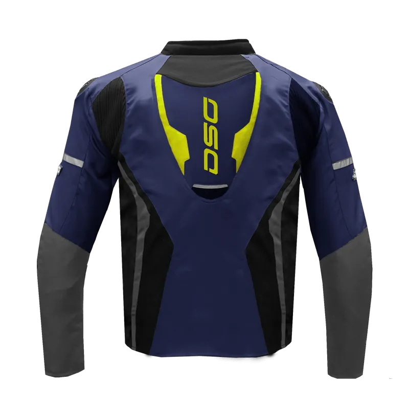 DSG Apex air flow riding jacket racing blue grey yellow fluo