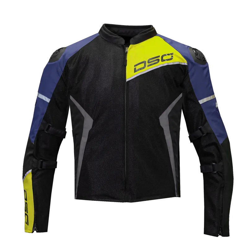 DSG Apex air flow riding jacket racing blue grey yellow fluo