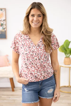 Dusty Rose and Ivory Animal Print Top