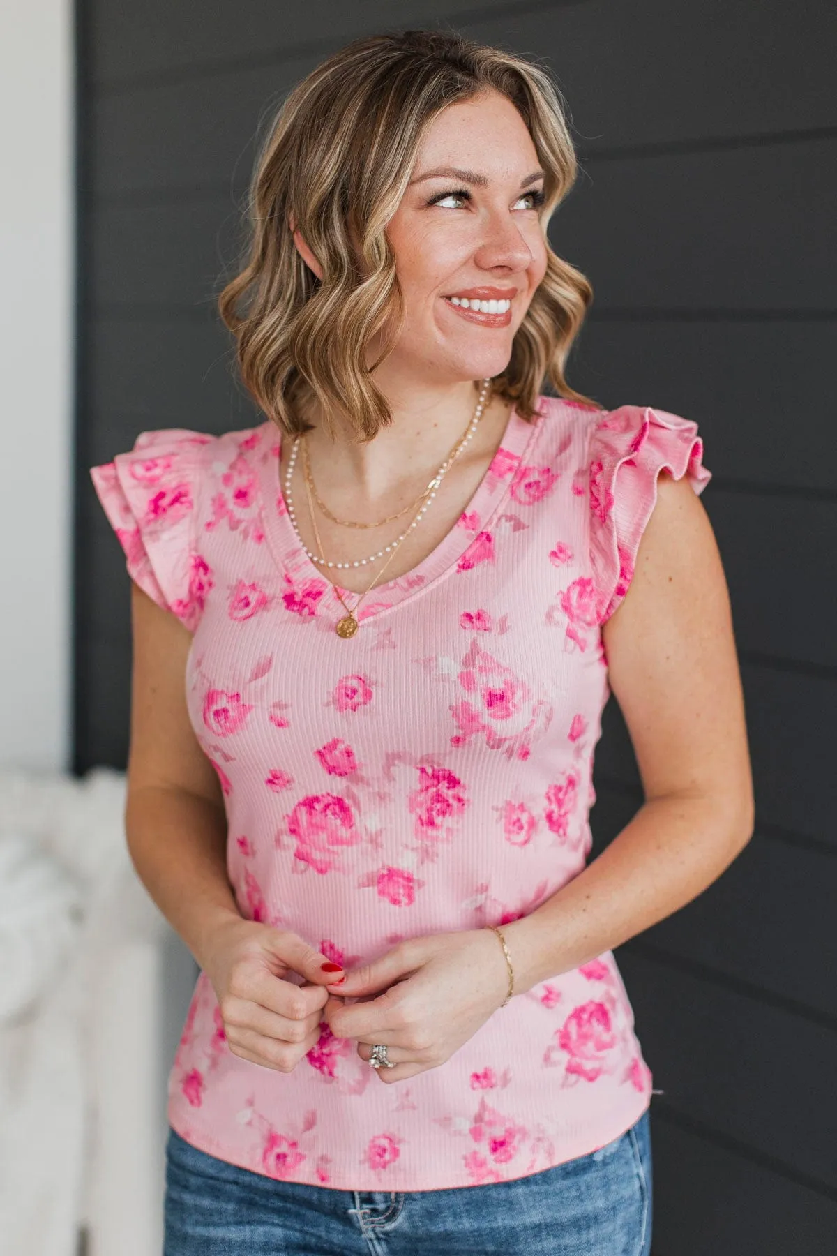 Effortlessly Easy Floral Top- Pink