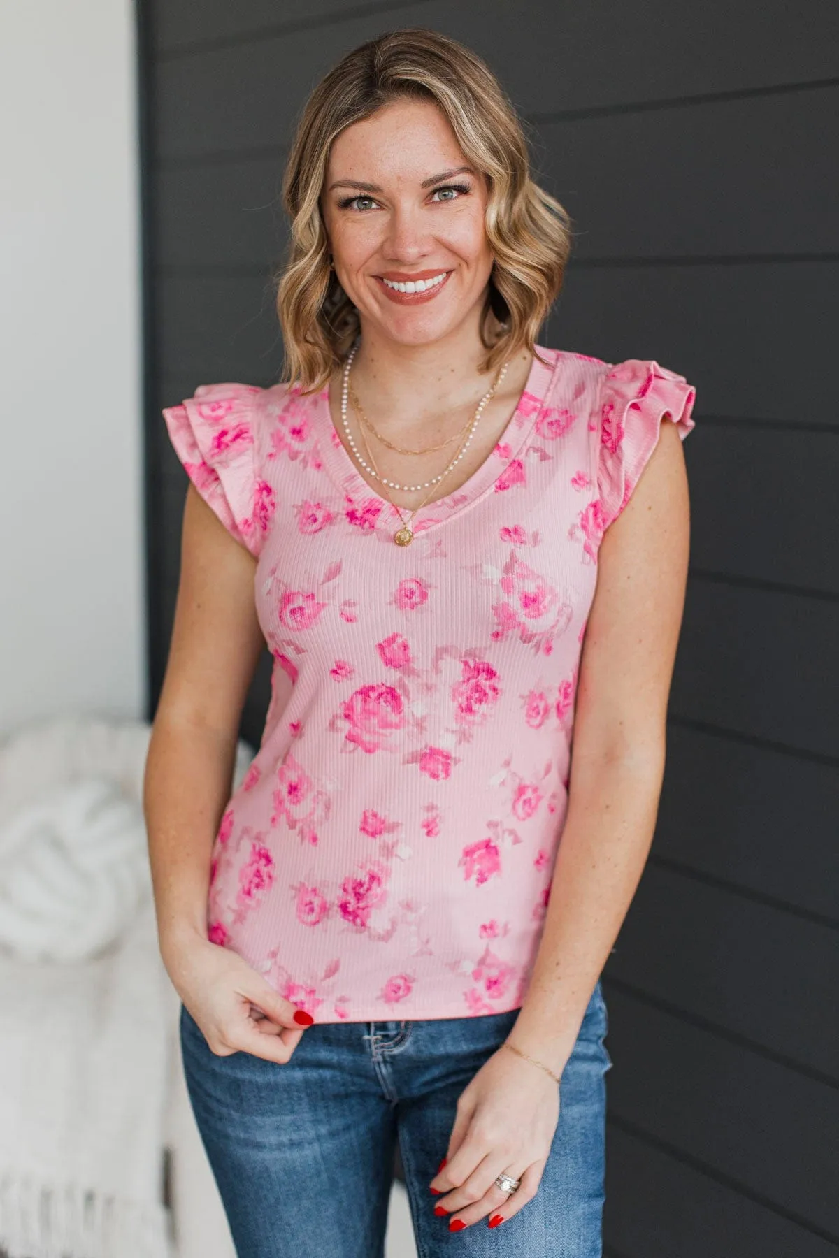 Effortlessly Easy Floral Top- Pink