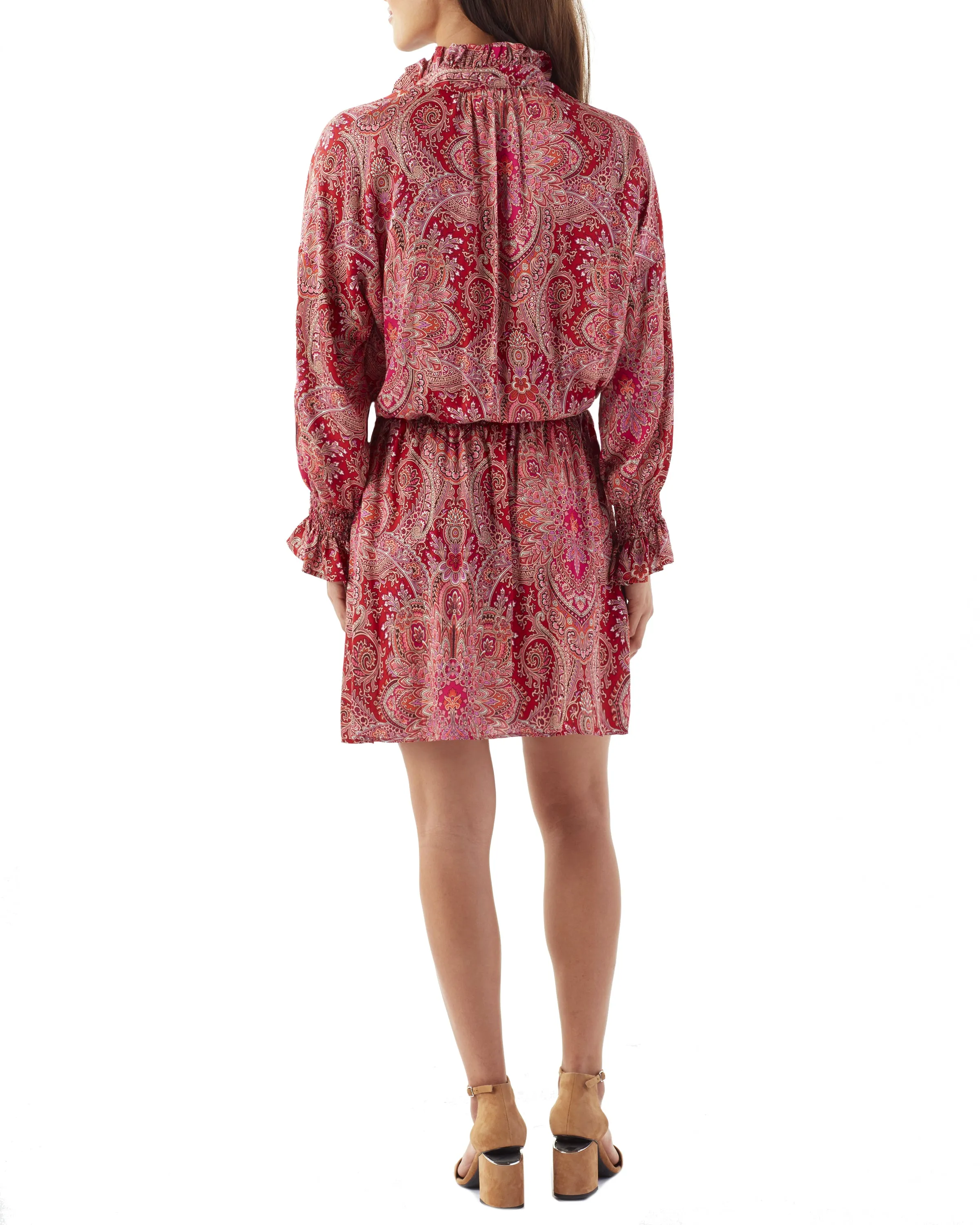 Elizabeth Elastic Waist Shirt Dress Dancing Lilies Print