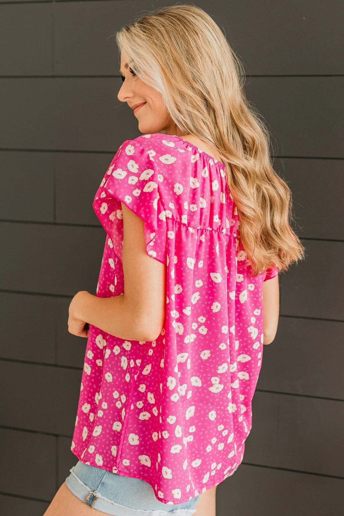 Embracing The New Floral Top- Hot Pink