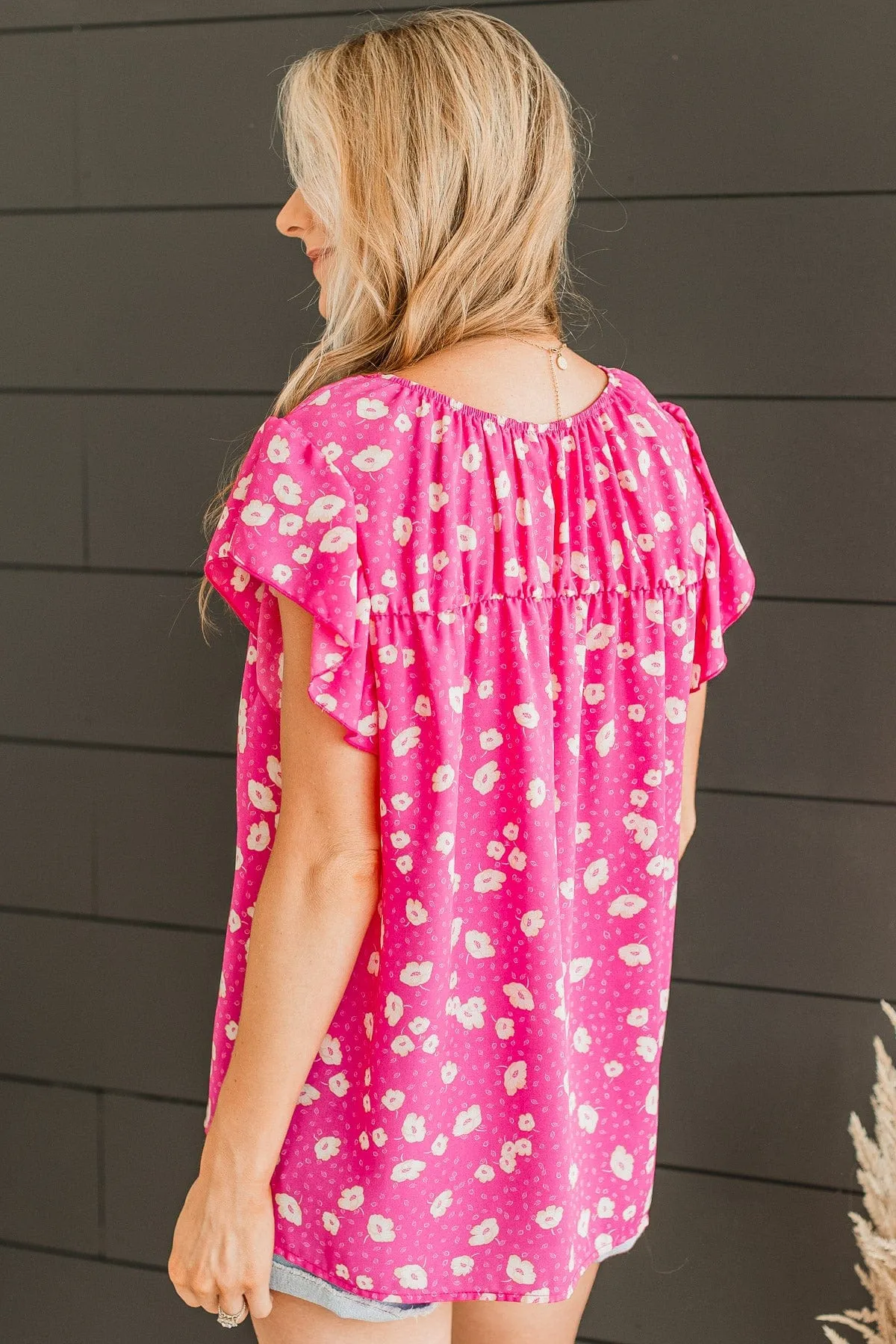 Embracing The New Floral Top- Hot Pink