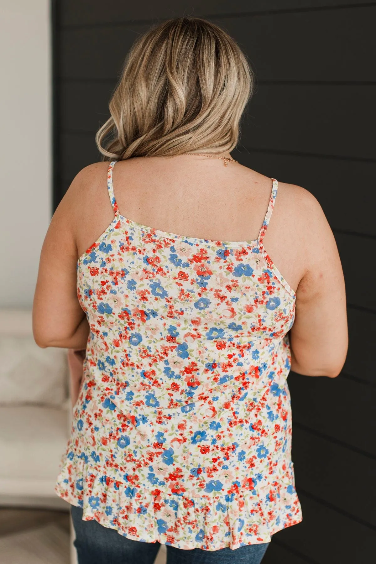 Every Word You Say Floral Tank Top- Ivory & Indigo