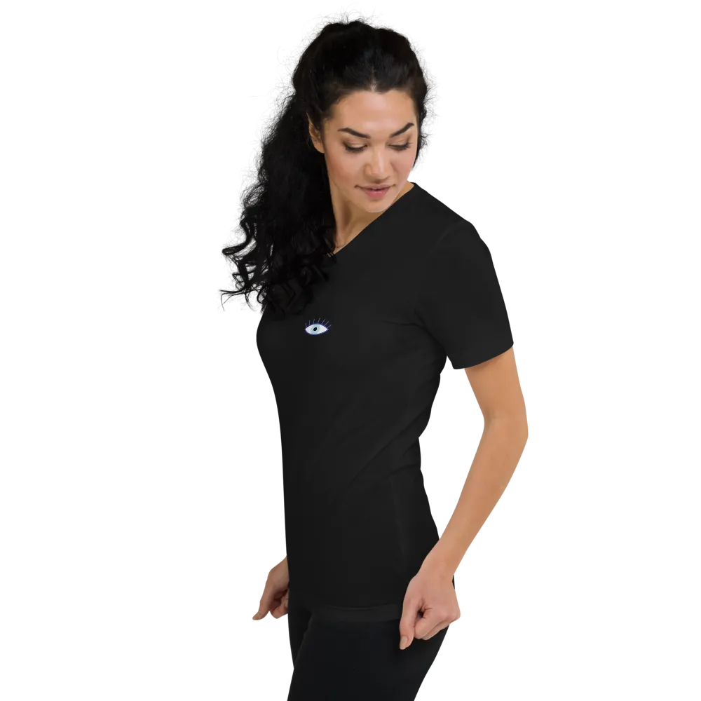 Evil Eye Short V-Neck T-Shirt Black • Adara Apparel