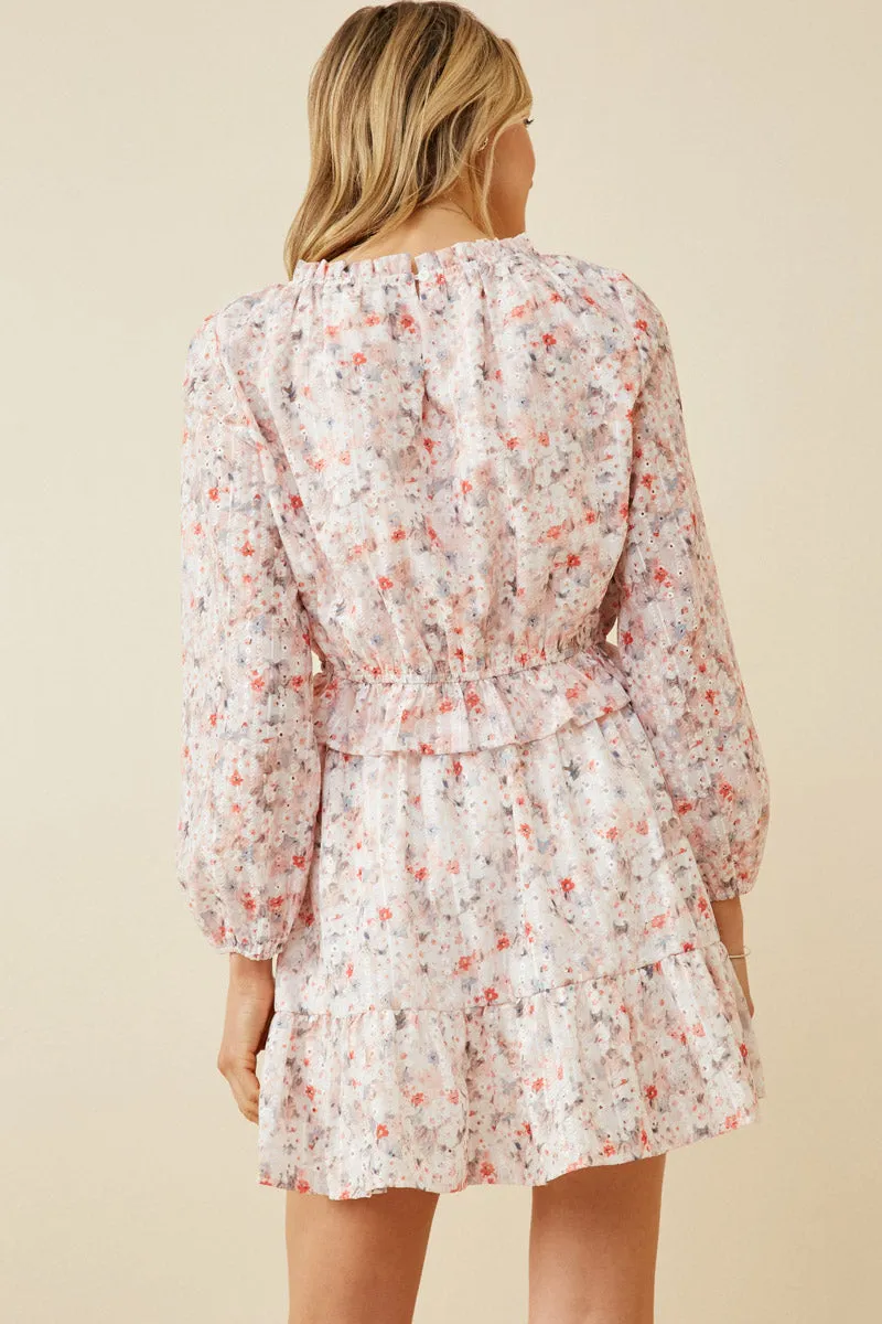 Eyelet Embroidered Floral Cinch Waist Top