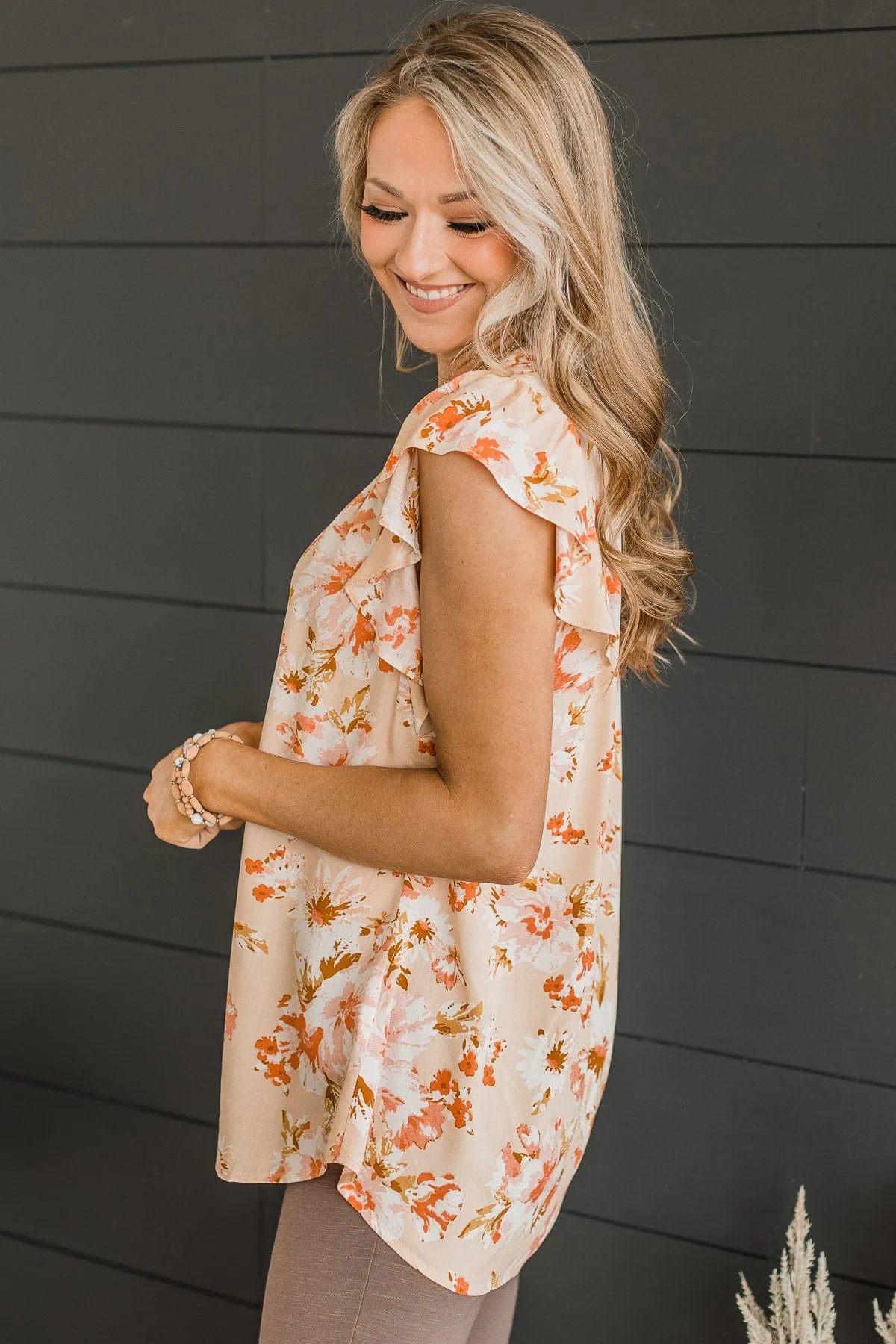 Forever Sweet Floral Blouse- Dusty Peach & Coral