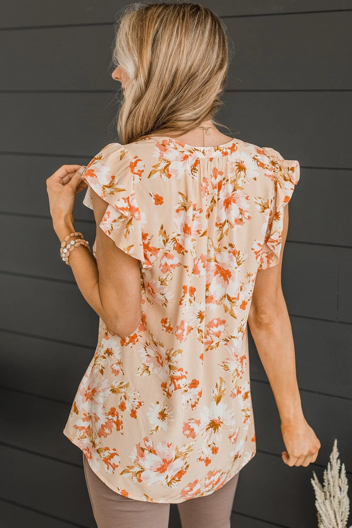 Forever Sweet Floral Blouse- Dusty Peach & Coral