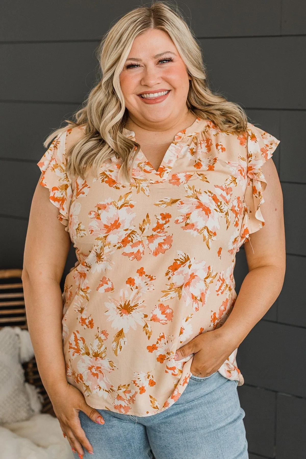 Forever Sweet Floral Blouse- Dusty Peach & Coral
