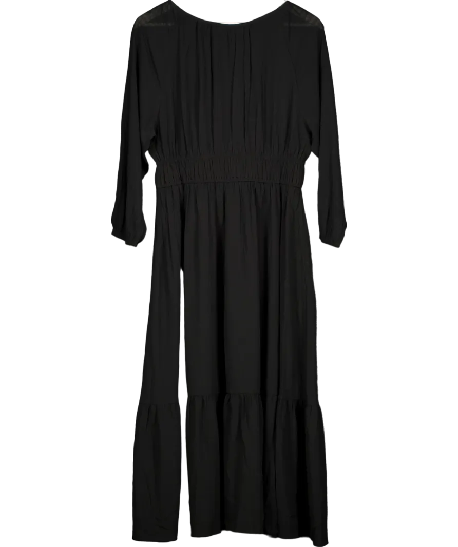 French Connection Black Anna Cora Pleated Button Down Maxi Dress UK XS