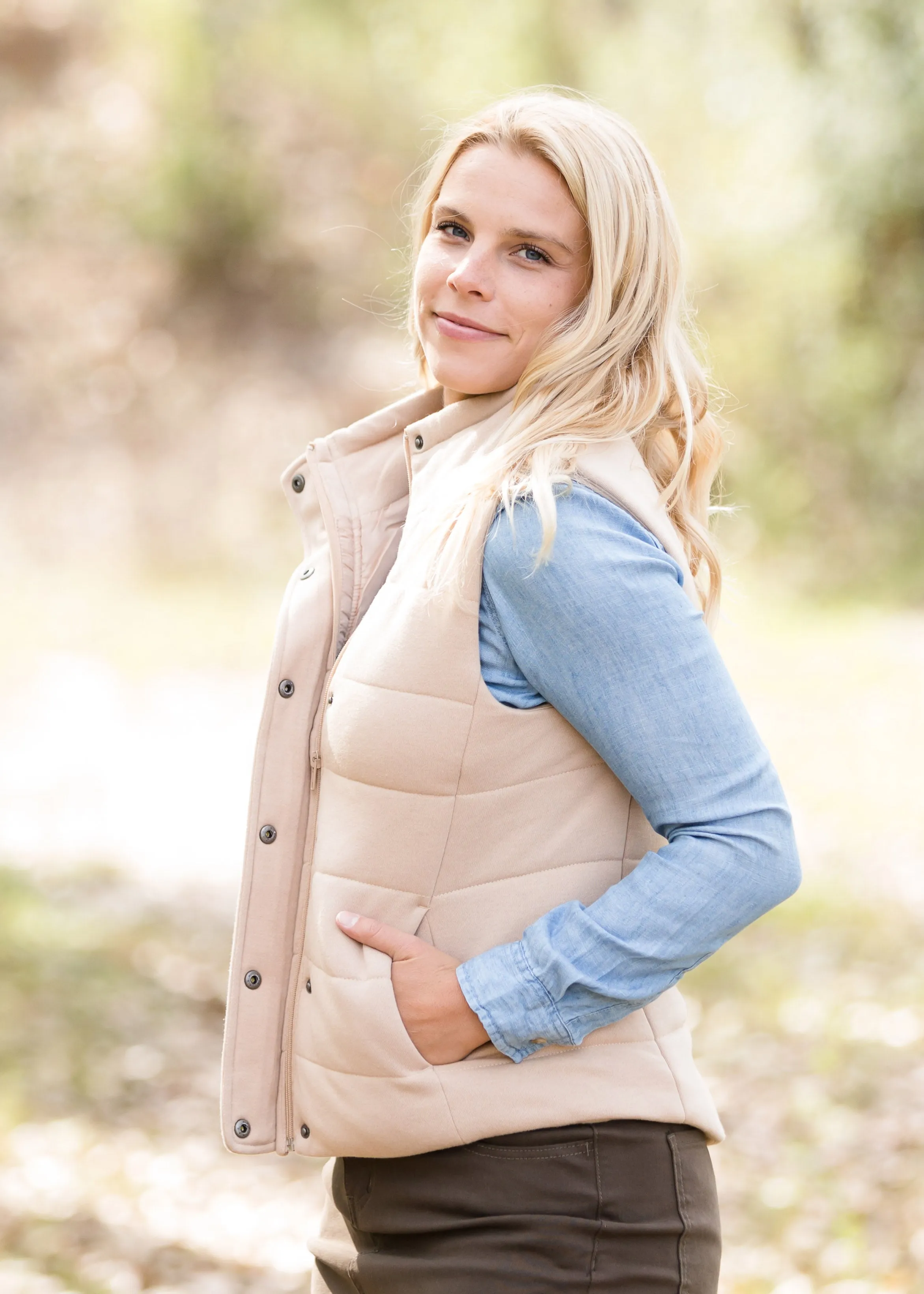 French Terry Padded Puffer Vest - FINAL SALE