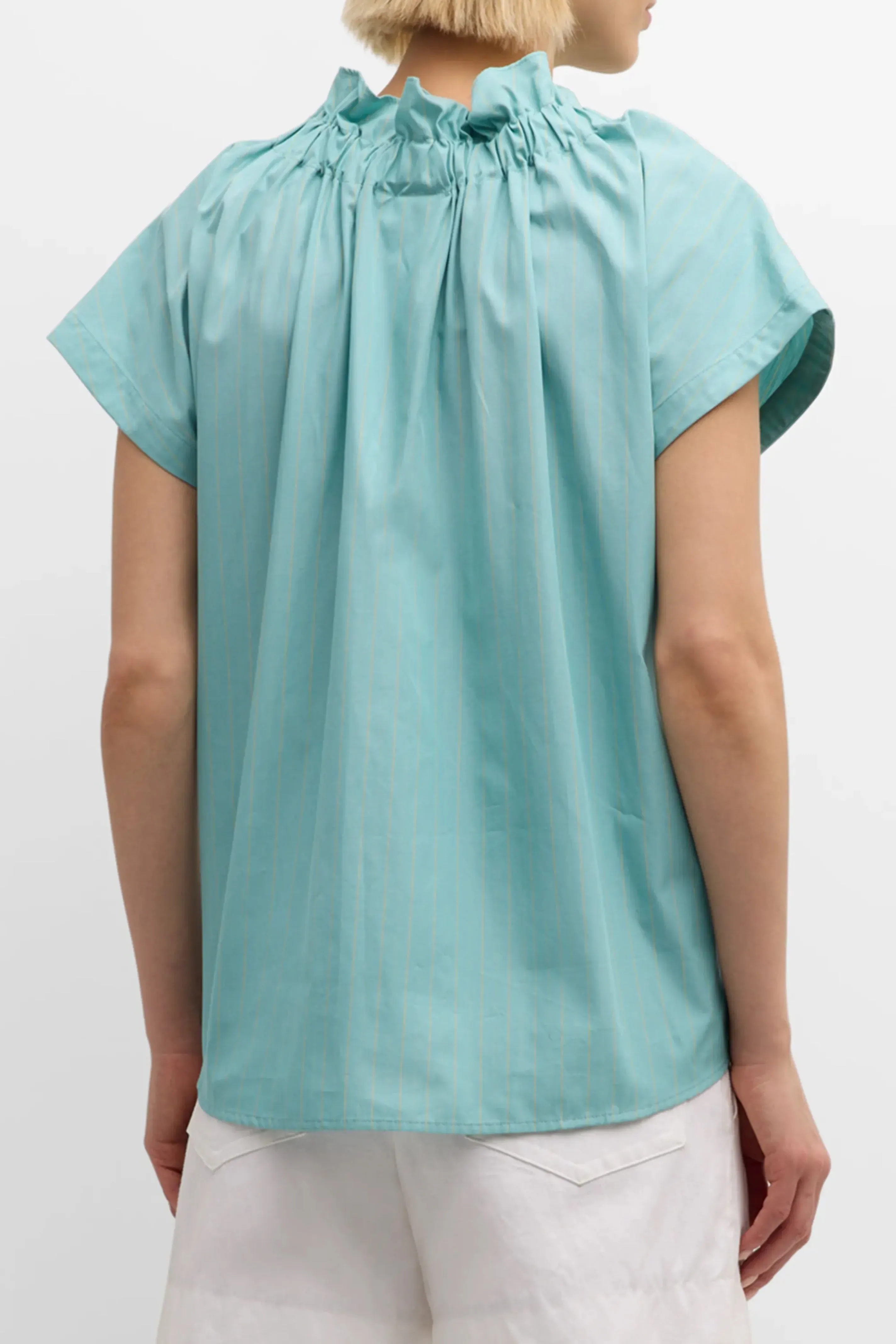 GAMEDAY! Jenny Ruched Top Orange Stripe 100% Cotton