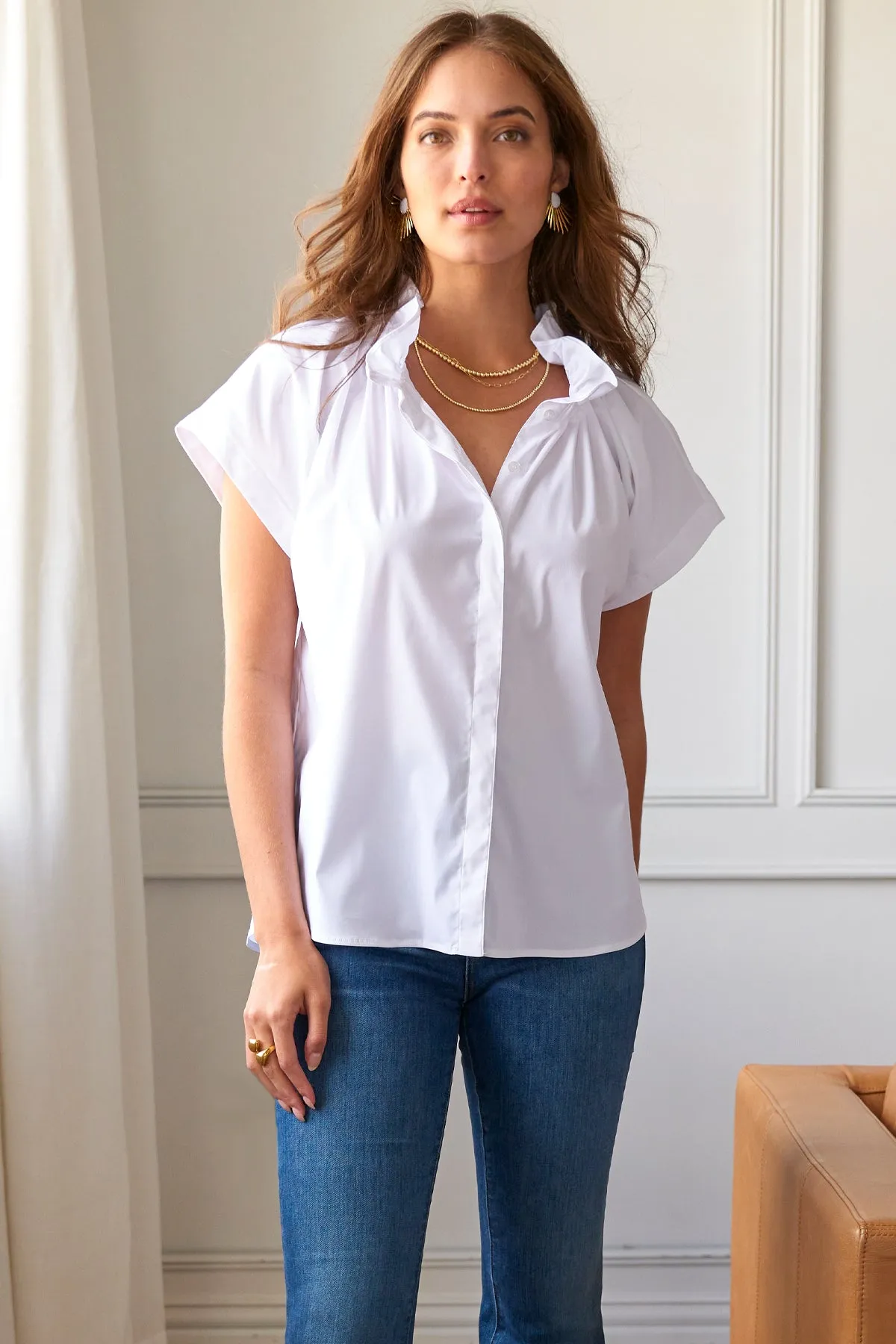 GAMEDAY! Jenny Ruched Top Orange Stripe 100% Cotton