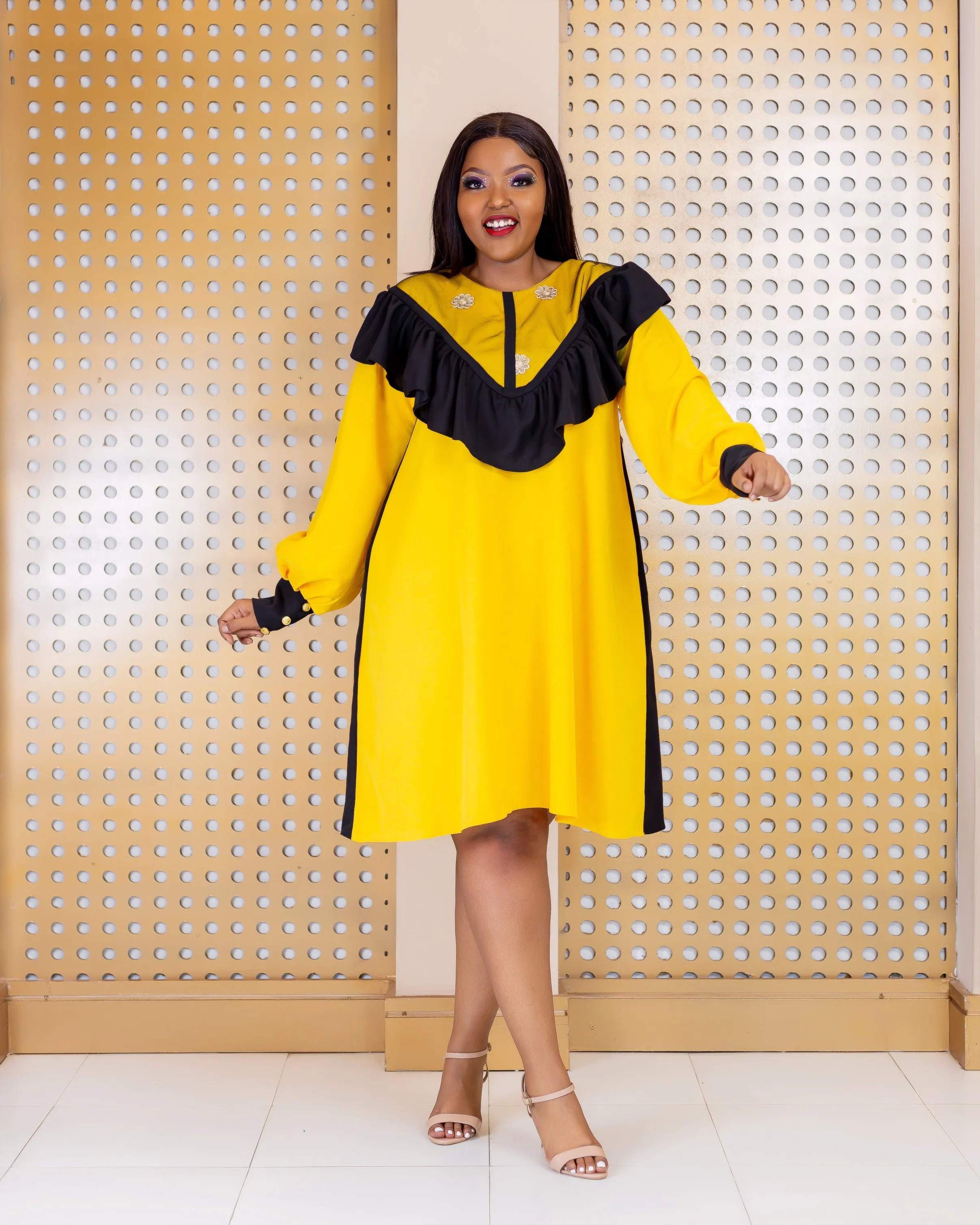 Gende Shift Dress - Mustard Yellow