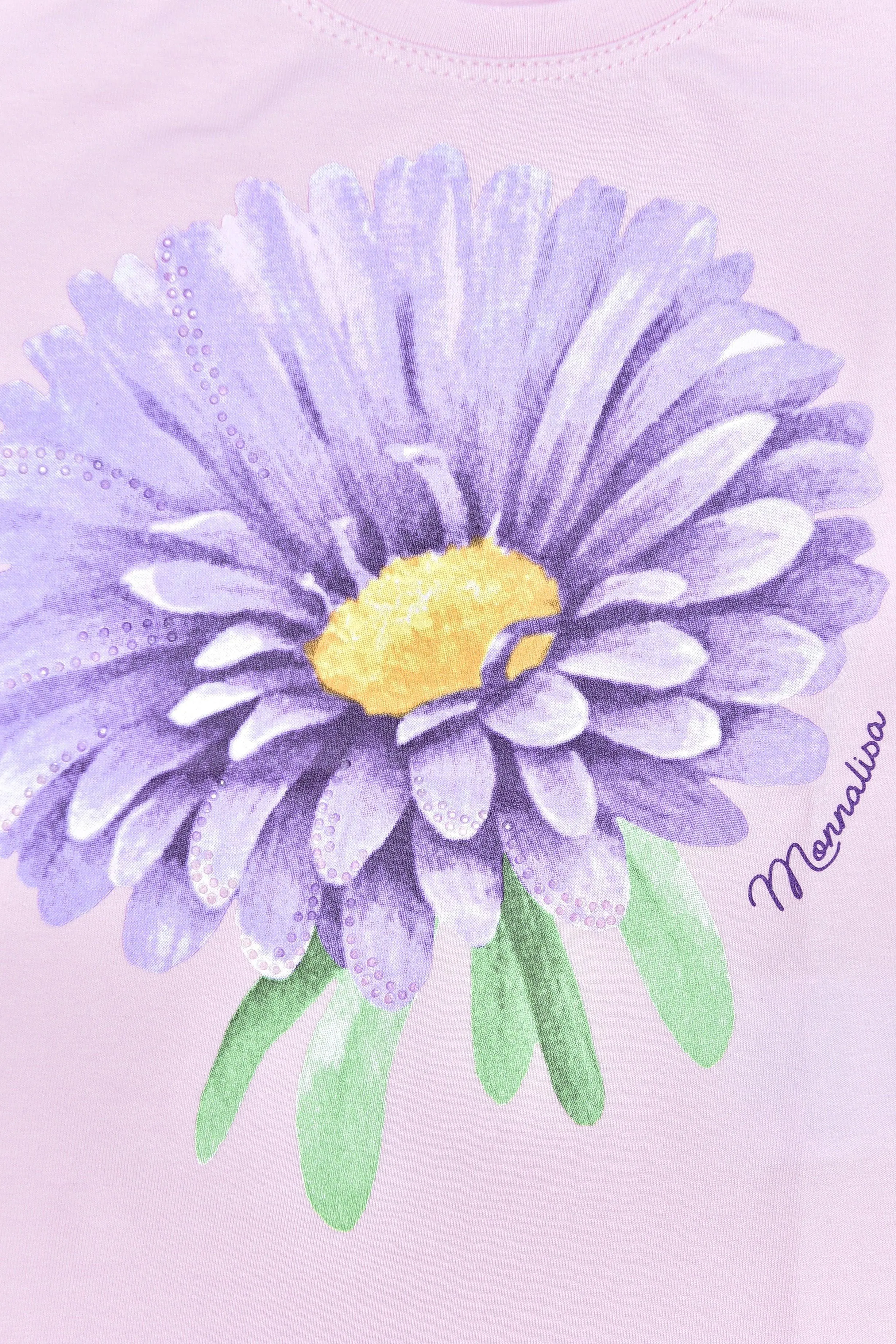 Girls Pink T-Shirt With Purple Flower