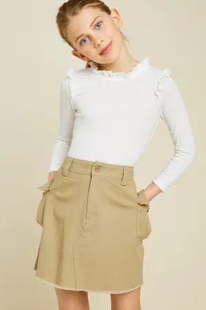 Girls Ribbed Ruffle Mock Neck Top