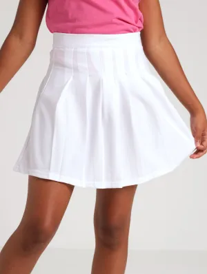 Girls Twill Pleated Skirt - White