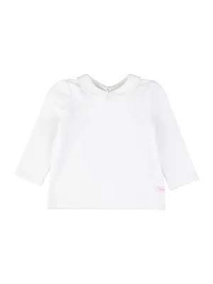 Girls White Peter Pan Collar Long Sleeve Top