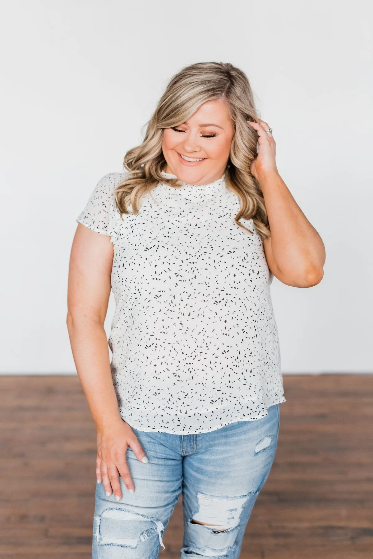 Give It A Go Ruffle Sleeve Top- Ivory