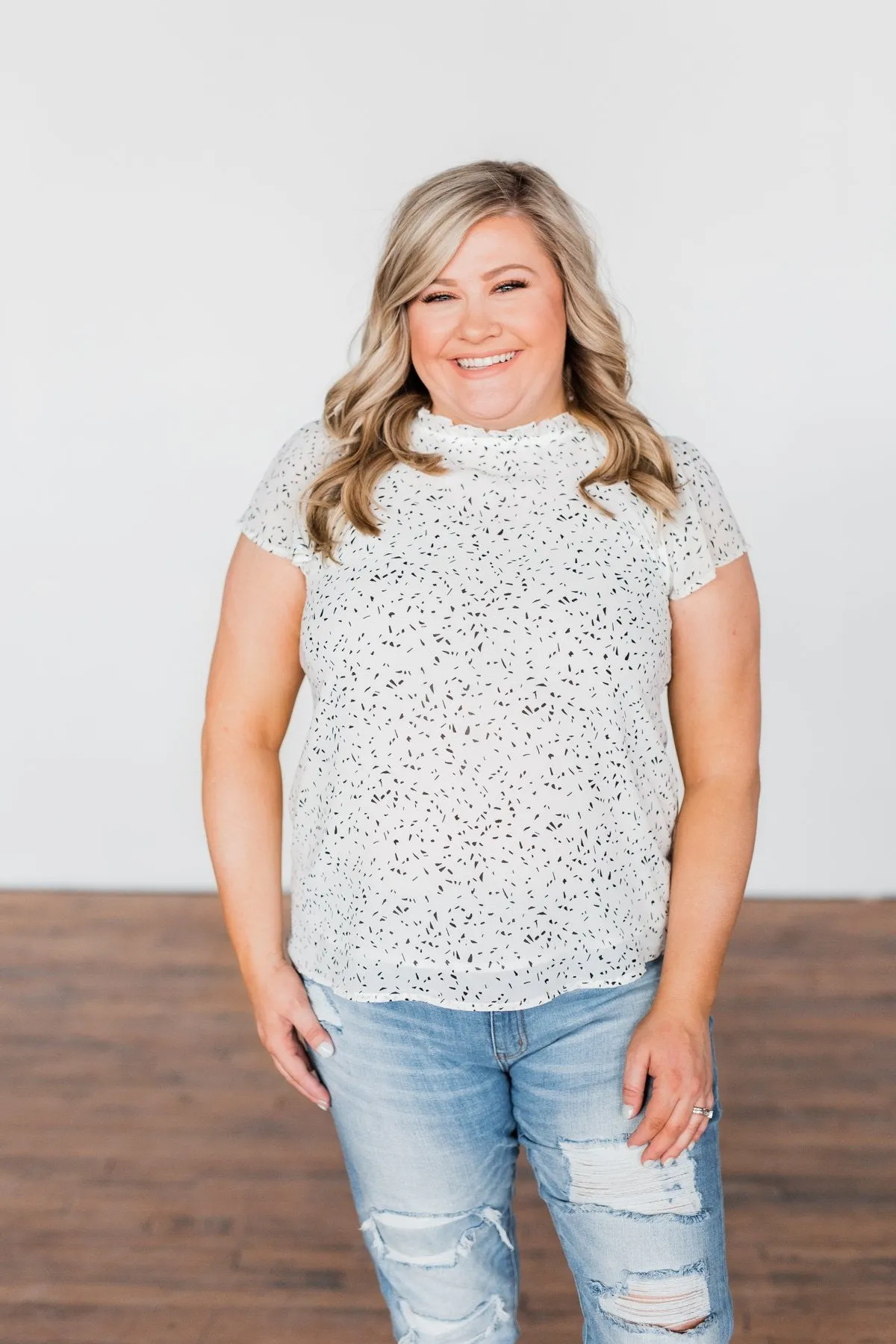 Give It A Go Ruffle Sleeve Top- Ivory