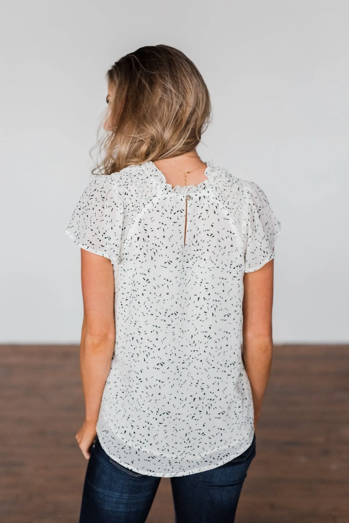 Give It A Go Ruffle Sleeve Top- Ivory