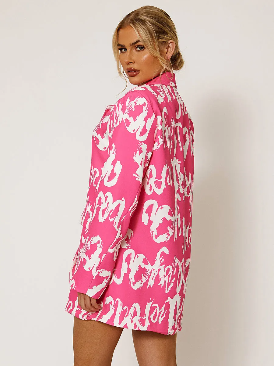 Graffiti Print Oversized Blazer Dress