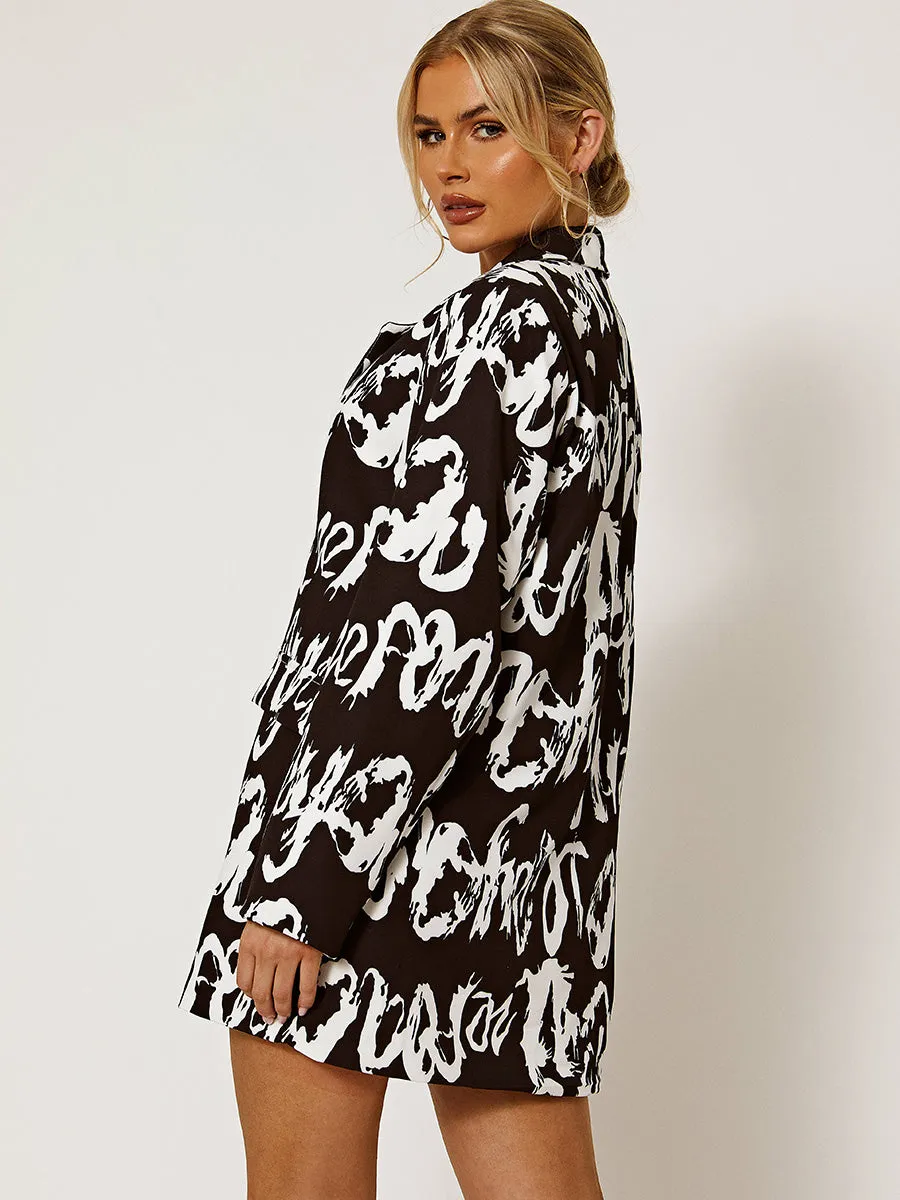 Graffiti Print Oversized Blazer Dress