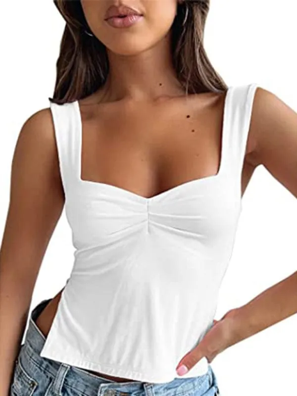 GYPSY GIRL - Wide Straps Pleated Tank Top