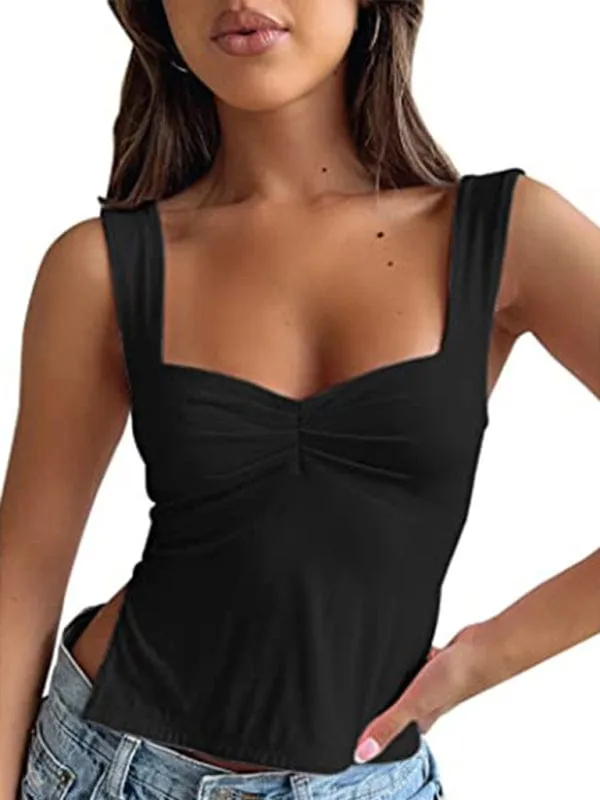 GYPSY GIRL - Wide Straps Pleated Tank Top
