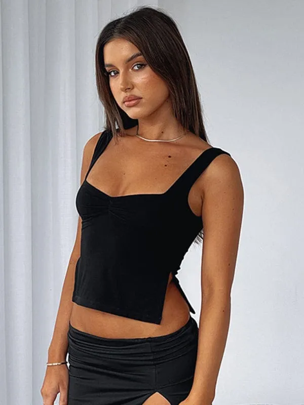 GYPSY GIRL - Wide Straps Pleated Tank Top