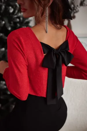 Hailey Bow V-Neck Long Sleeve Blouse