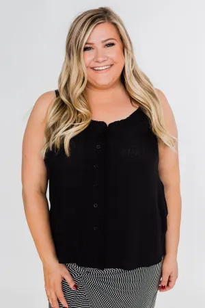 Happy Together Ruffle Tank Top- Black