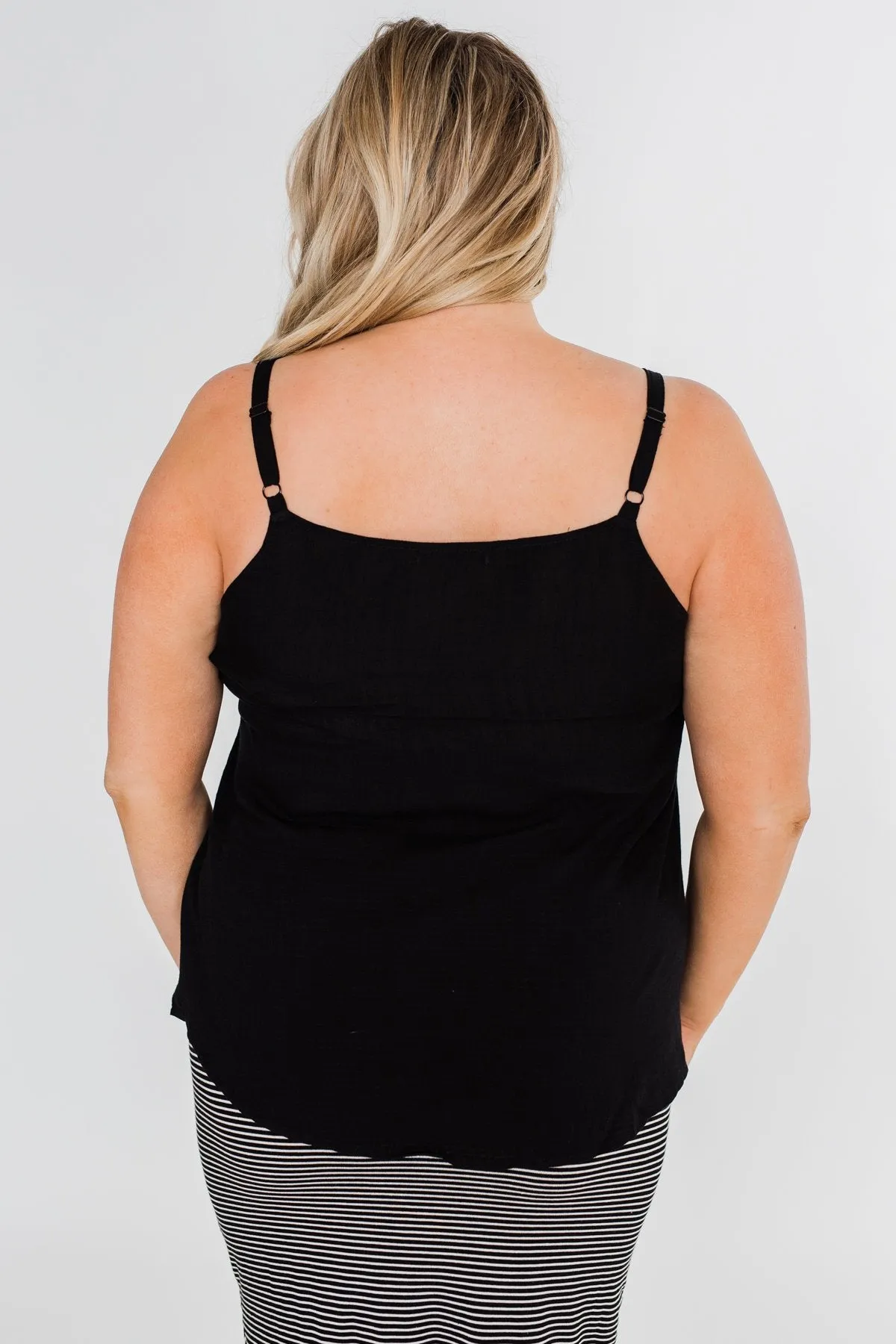 Happy Together Ruffle Tank Top- Black