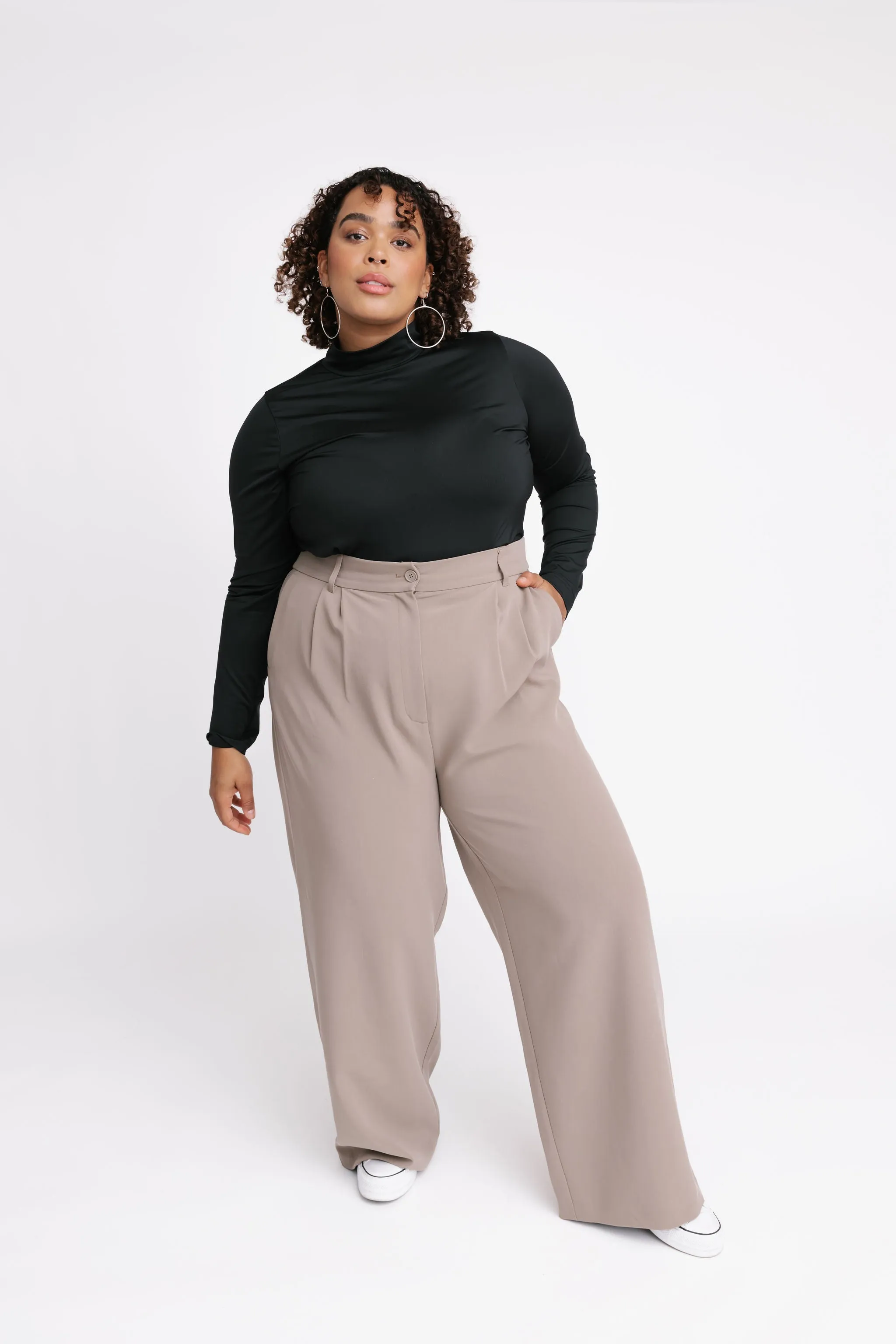 Harper Wide Leg Pant II in Deep Taupe
